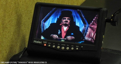 Svengoolie, as shown on my Haier portable 7" TV (circa 2013 while being on the road, since the hotel's TV service did not receive Me-TV).