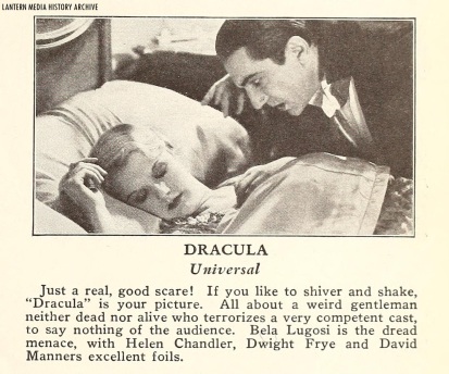 Publicity still of "Dracula" (1931, From the Lantern Media History Archive). 