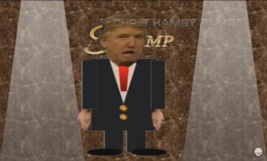 Still from Chris Hamby's short animated feature, "Trump's Bad Hair Day" (2006).