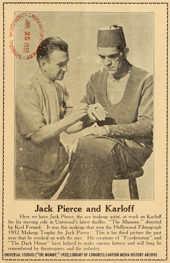 Jack_Pierce_Boris_Karloff_Universal_The_Mummy_1932_Hollywood_Filmograph_Makeup_Award_Jan_1933