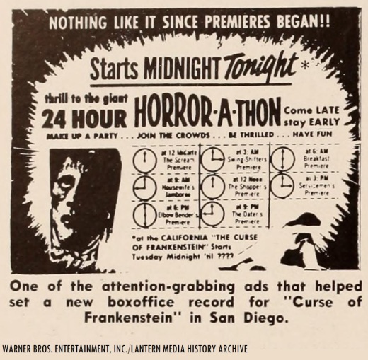 Original_1957_Warner_Bros_Horror_A_Thon_Exhibitors_Advertising_Example_San_Diego_Premiere_Hammer_The_Curse_Of_Frankenstein