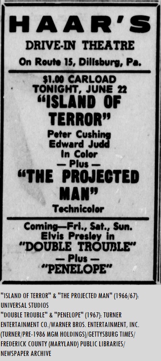 1967_Gettysburg_Times_Haars_Drive_In_Theatre_Island_Of_Terror_The_Projected_Man_Dillsburg_Pennsylvania